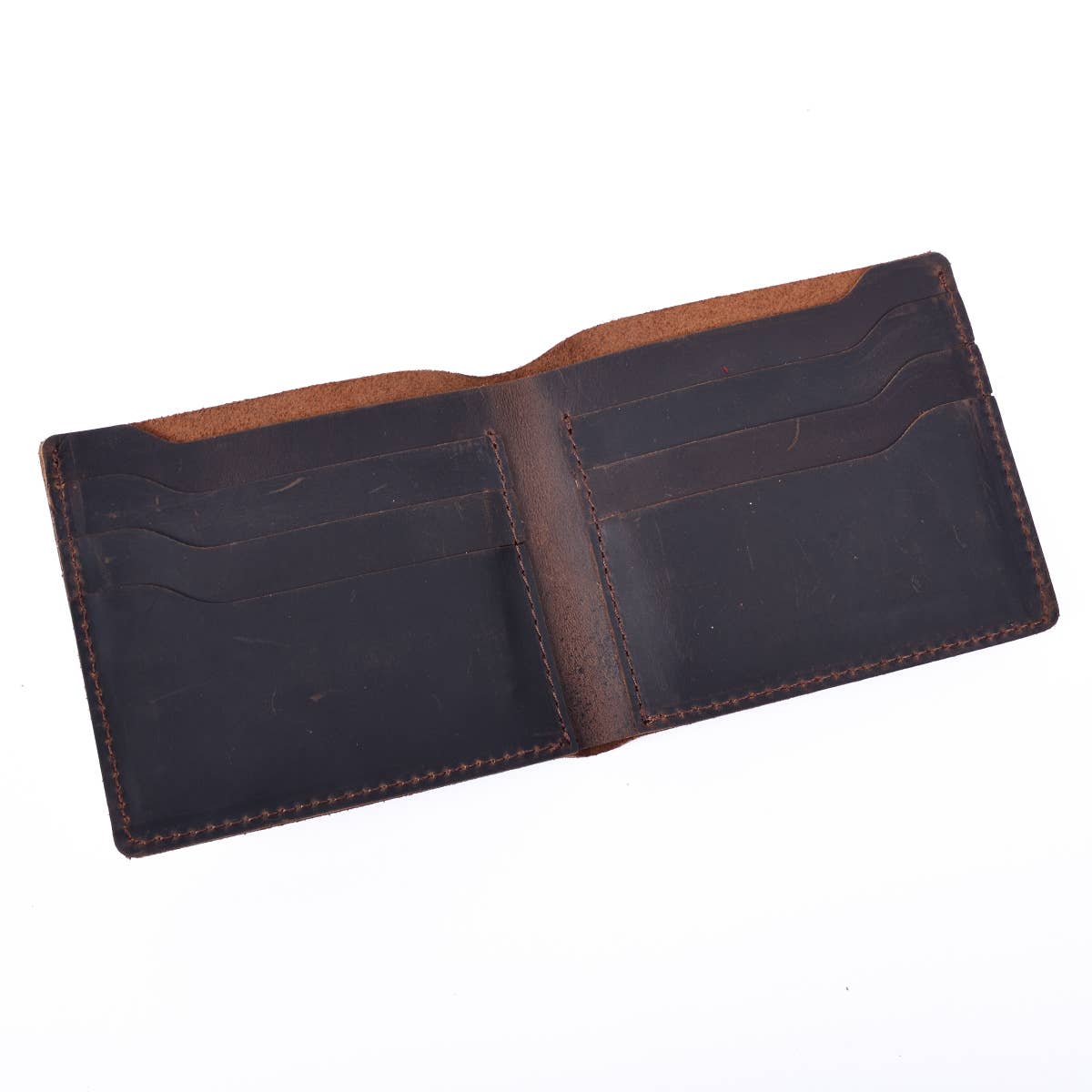 Leather Wallet, Bifold Wallet, Handmade Wallet for Men: Dark Brown