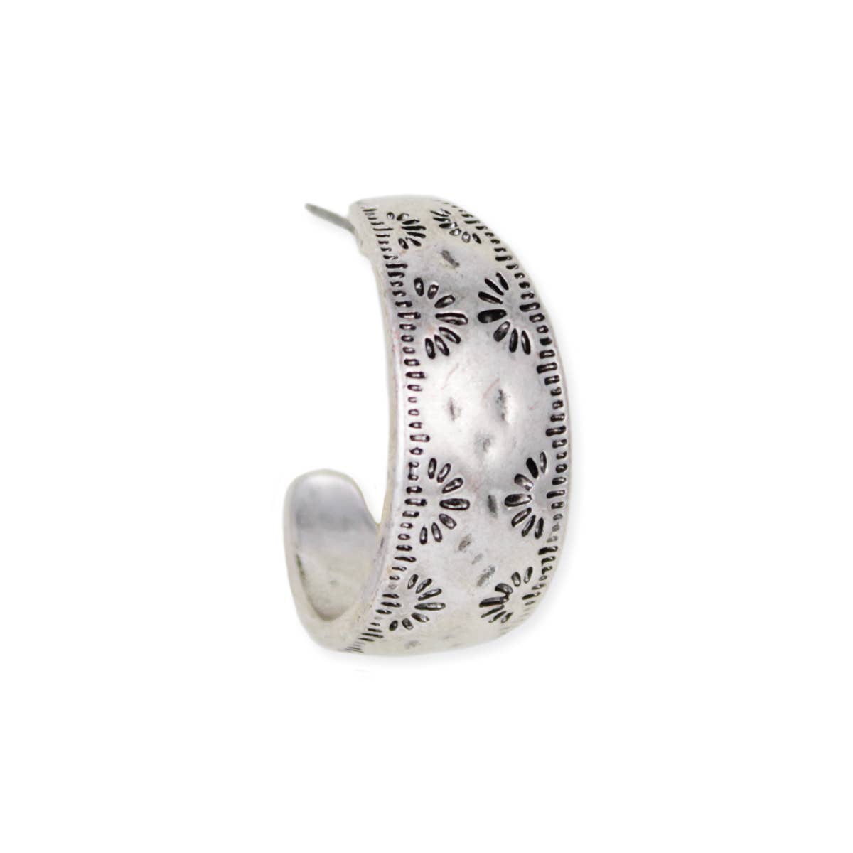 Southwest Silver Textured Hoop Earrings