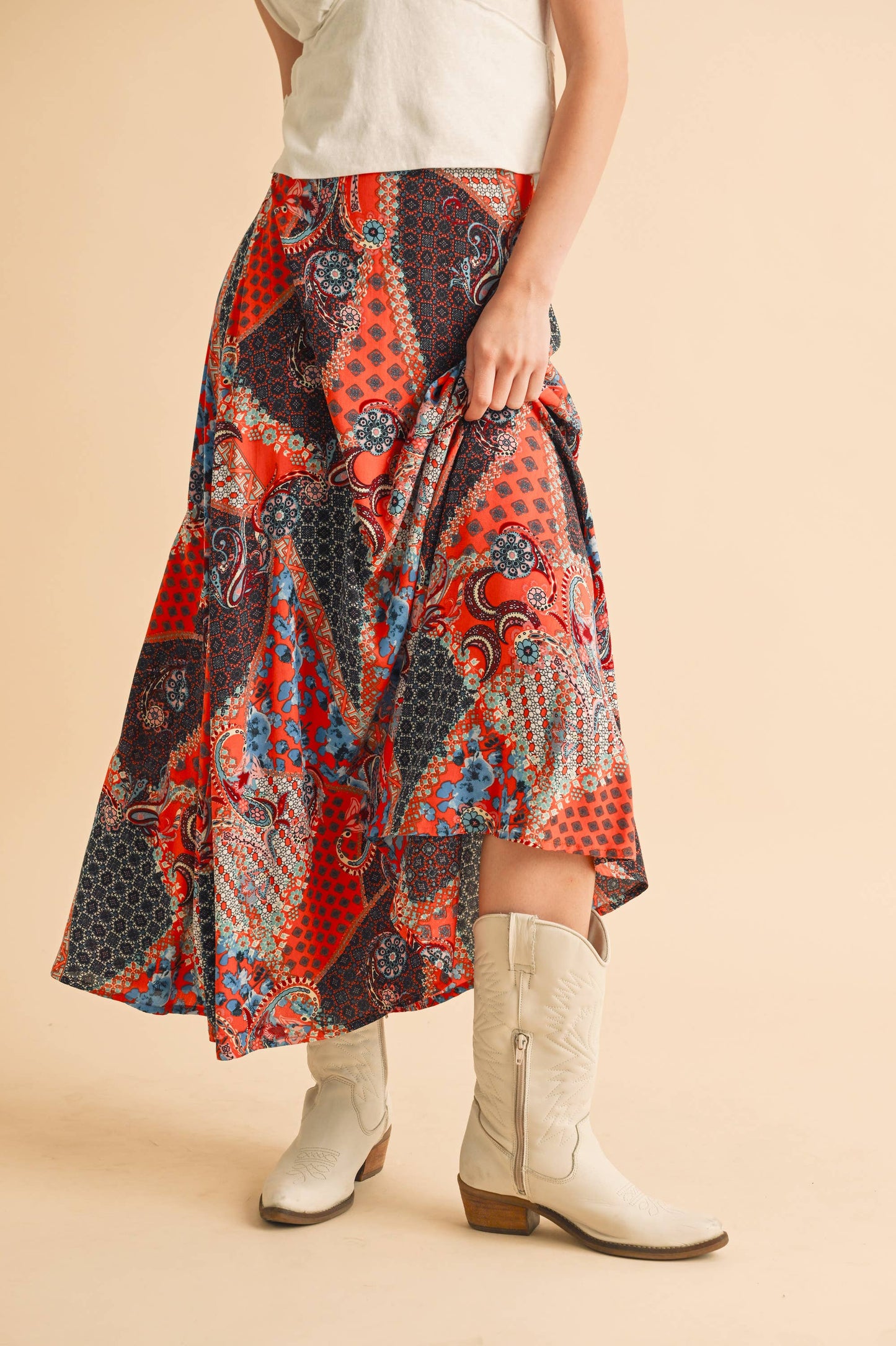 Jane Paisley Print Skirt