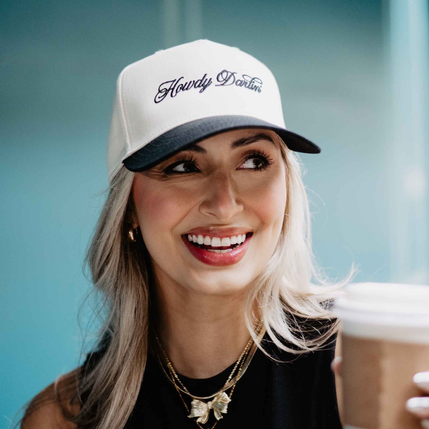 Howdy Darlin' Two-Toned Trucker Hats For Women: Black and Tan