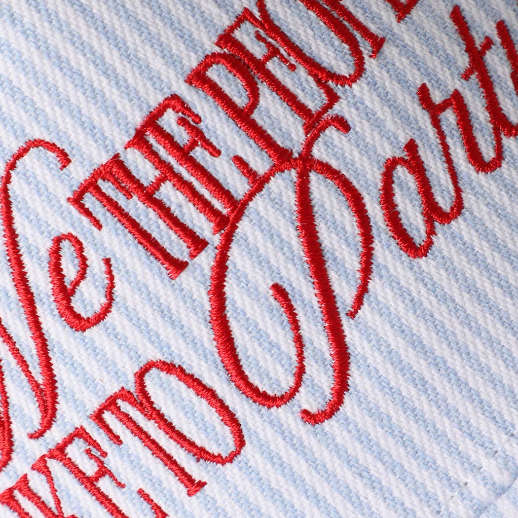 We The People Like To Party Embroidered Seersucker Hat: BLUE
