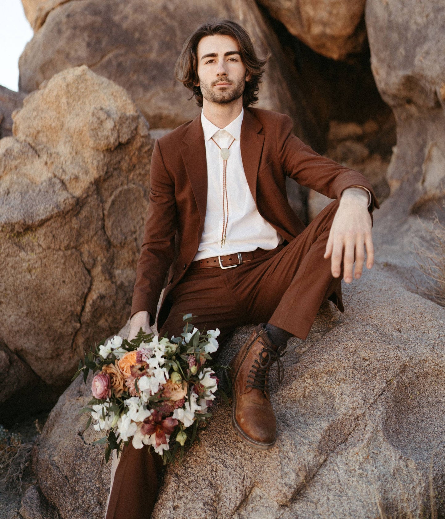 Gemstone Bolo Tie - Aquamarine Black / Silver