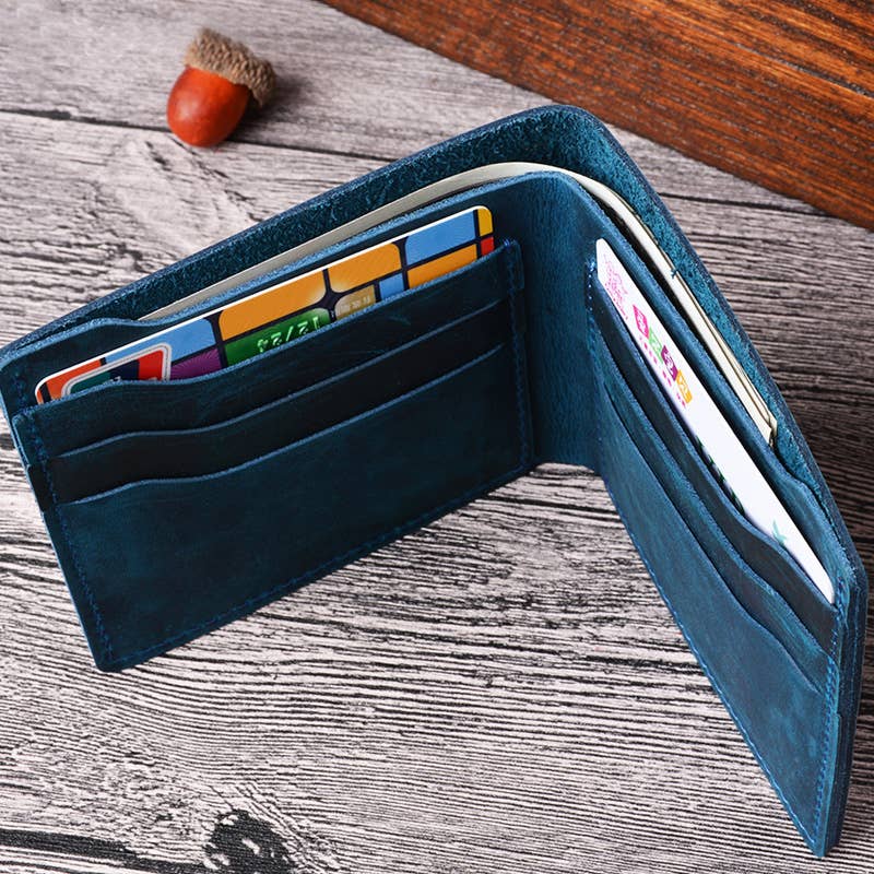 Leather Wallet, Bifold Wallet, Handmade Wallet for Men: Dark Brown