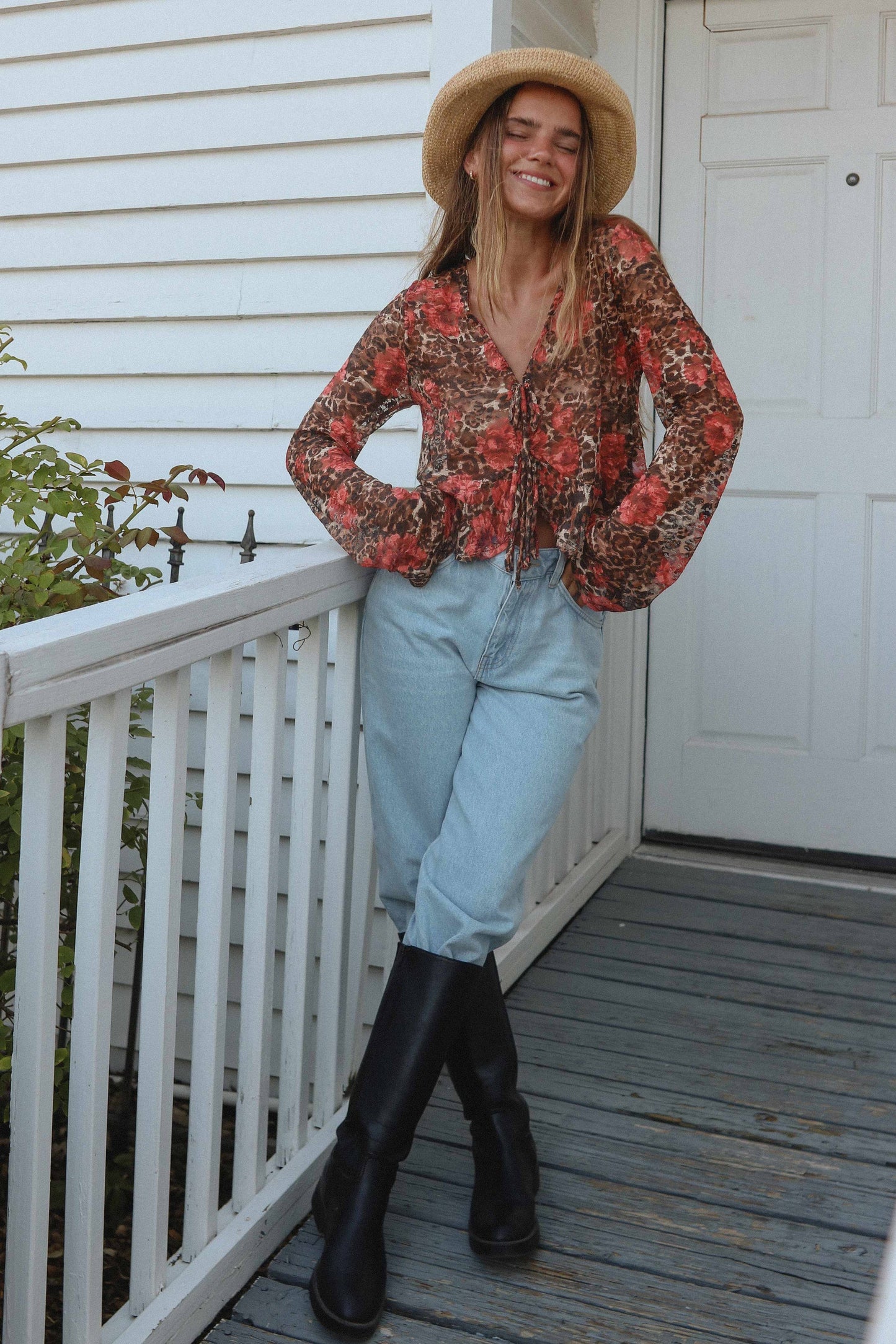 Grazia Front Tie Top Leopard: Leopard