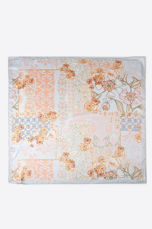 Abstract Floral Print Bandana BS0043: Blue