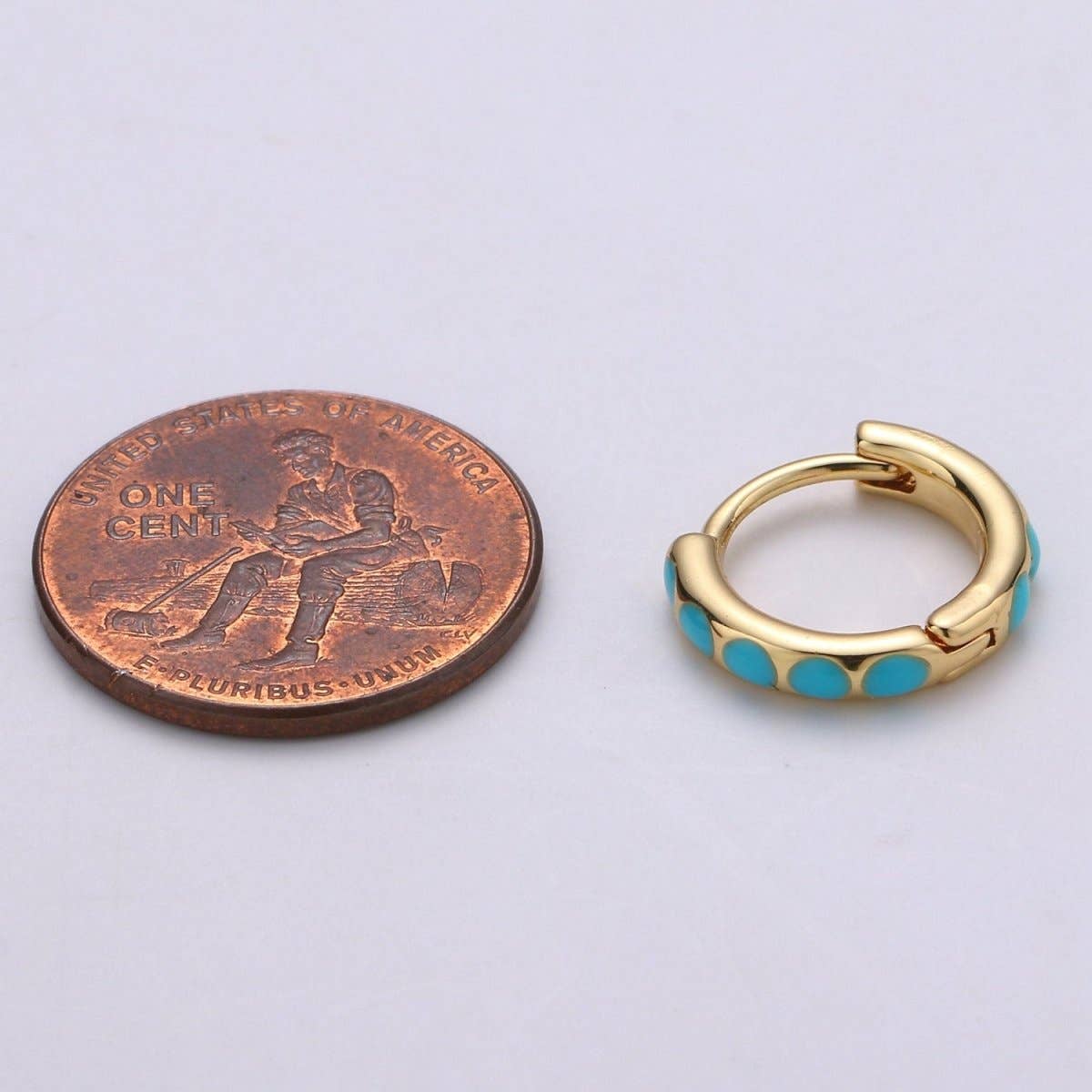 Turquoise Hoop Earrings • turquoise gold cartilage hoop • turquoise huggie hoop earrings • Something Blue Jewelry