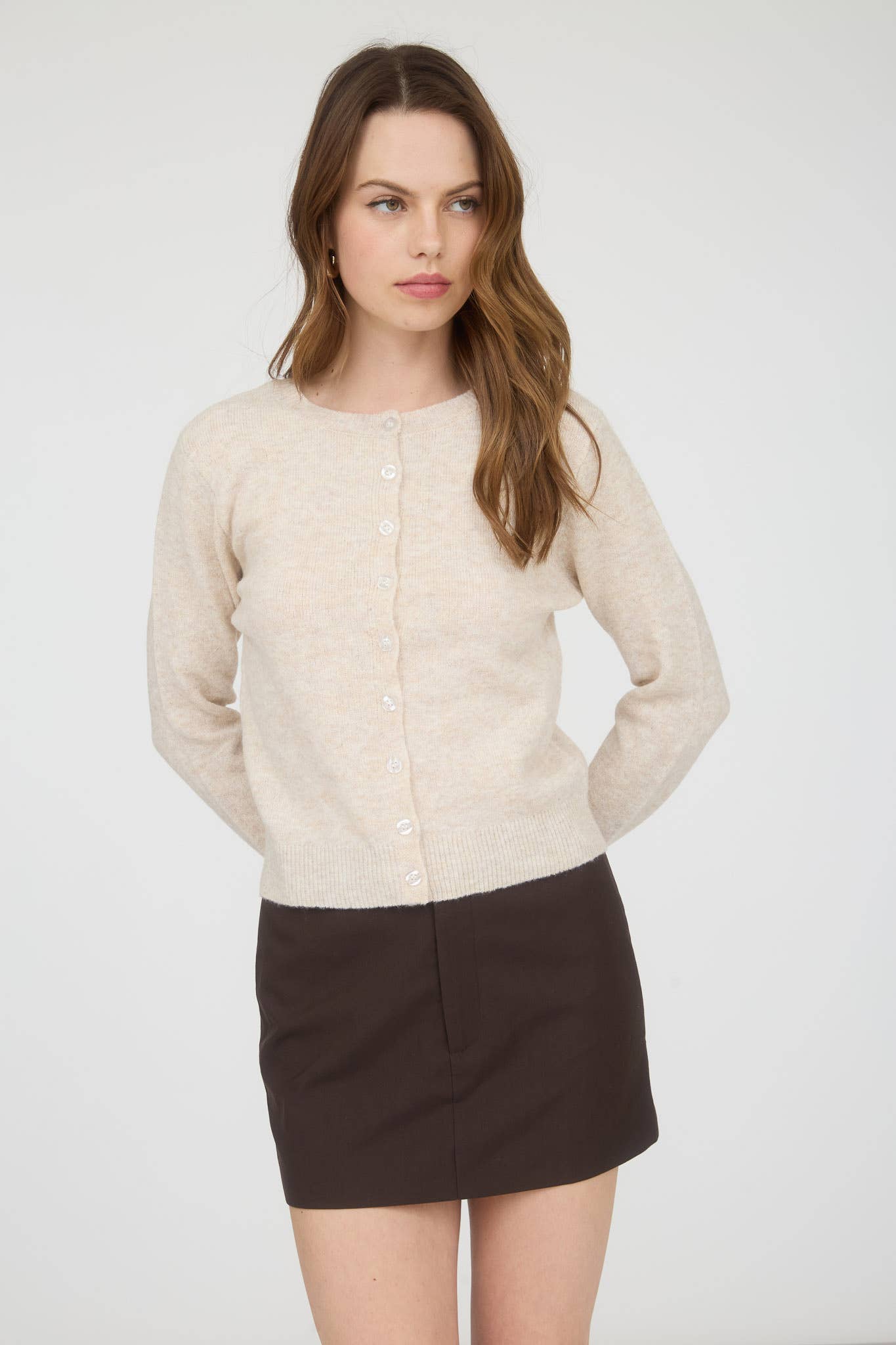 Tiffany Round Neck Button Down Cardigan