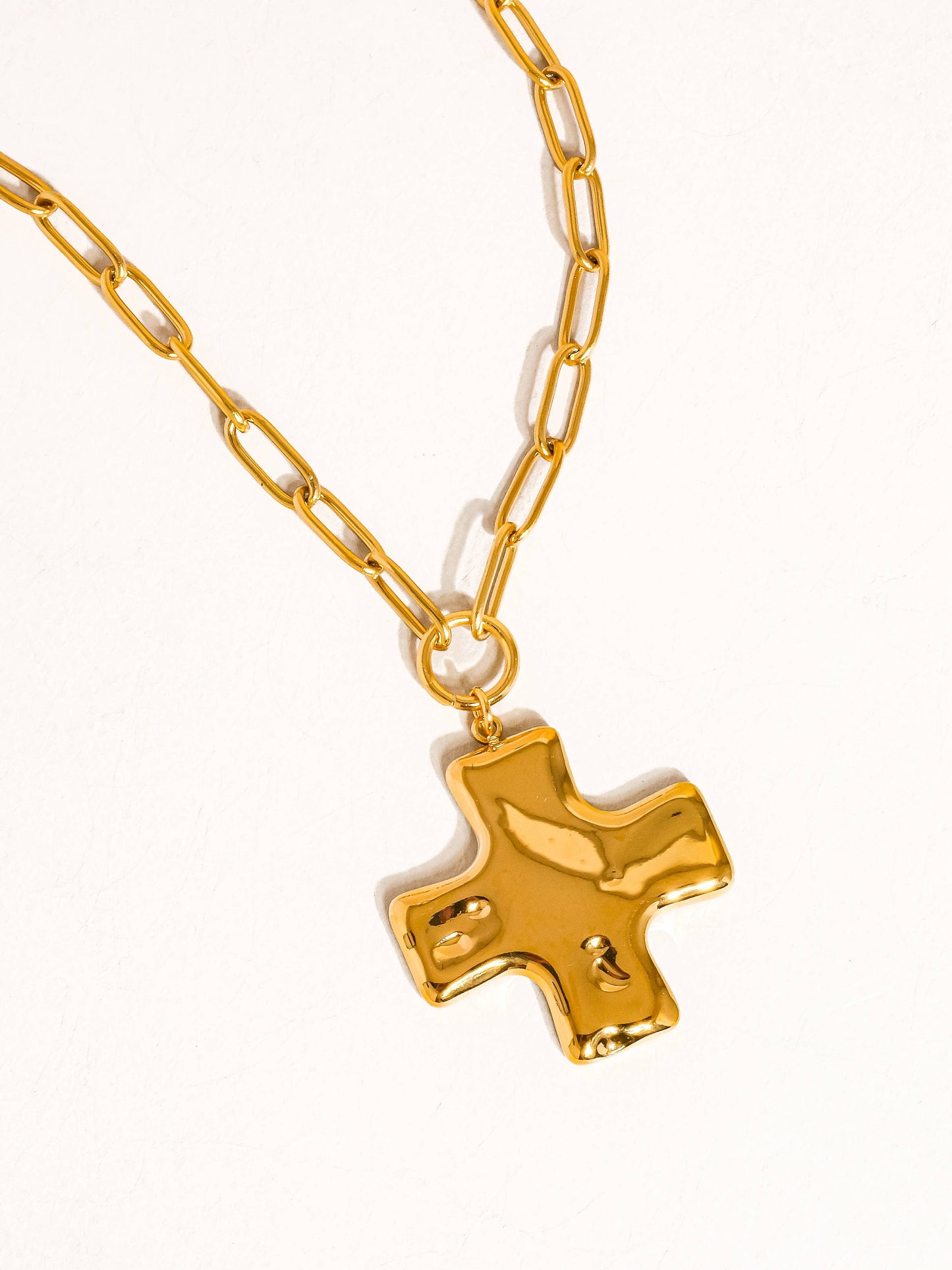 Bari 18K Non-Tarnish Cross Chain Necklace: Yellow Gold