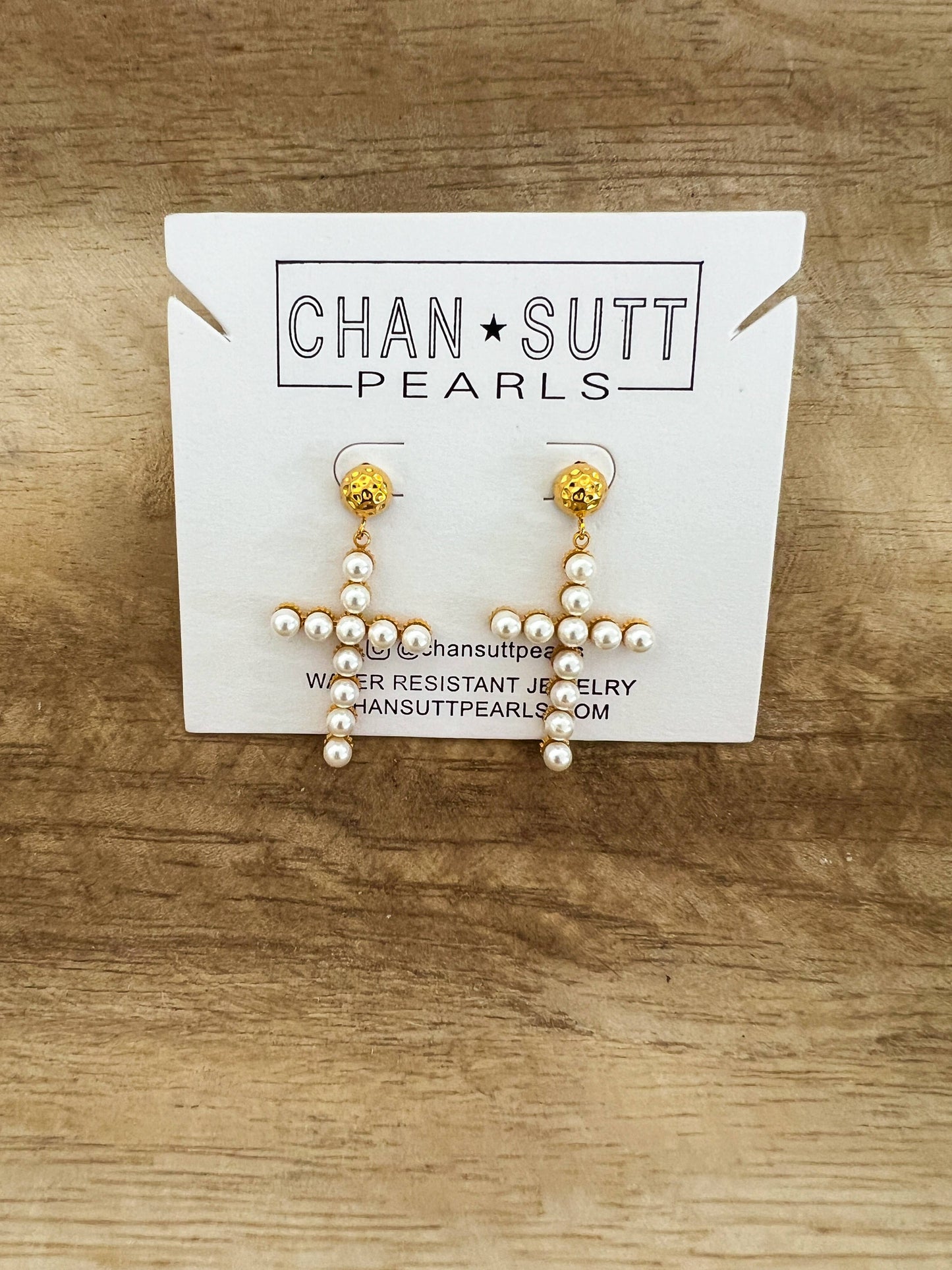 PEARL CROSS EARRINGS