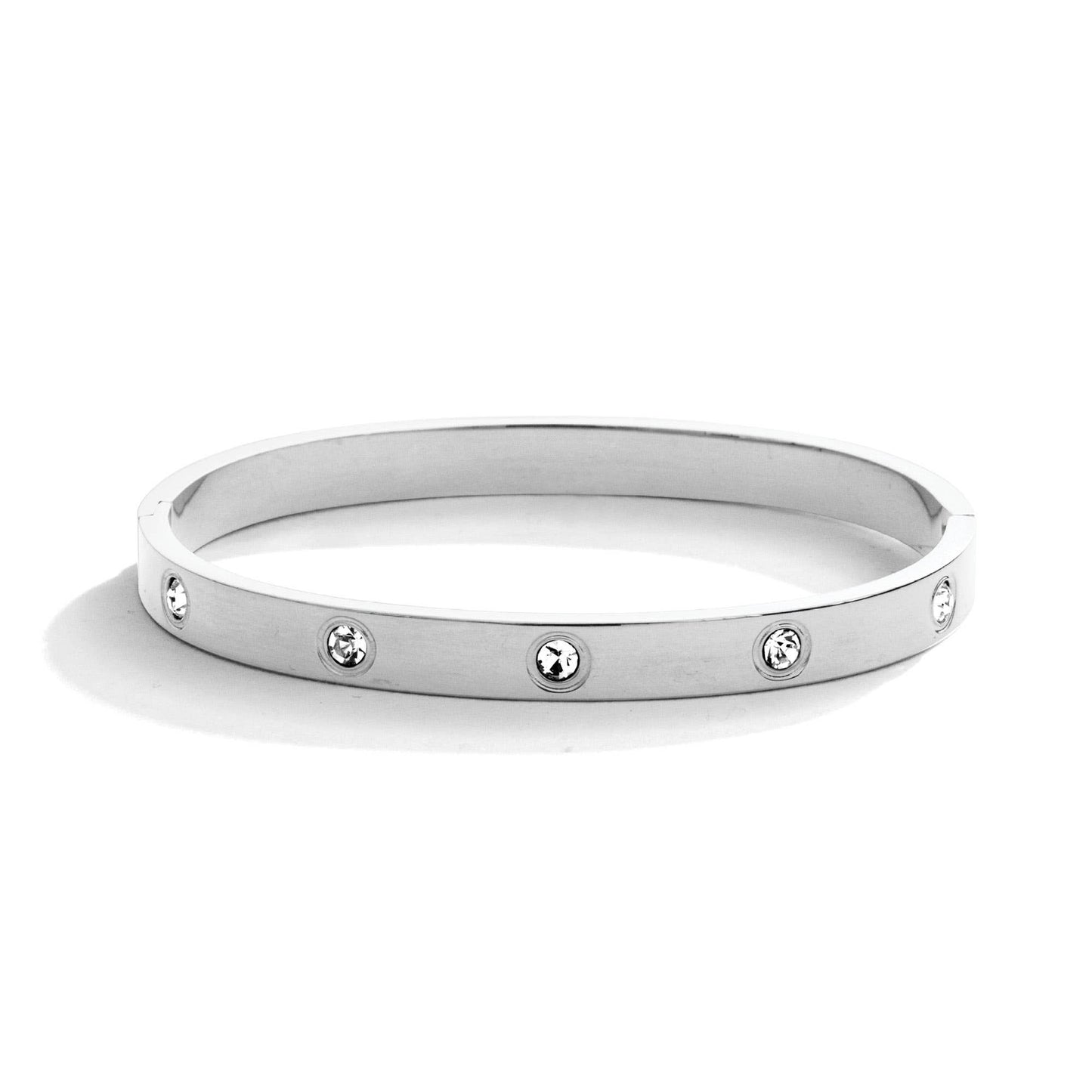 Cubic Zirconia Hinged Bracelet: Gold