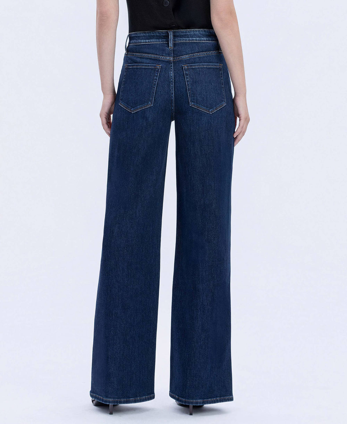 SUPER HIGH RISE FULL LENGTH DARK WASH WIDE JEANS T6937: UPLIFTED JEWEL / 25