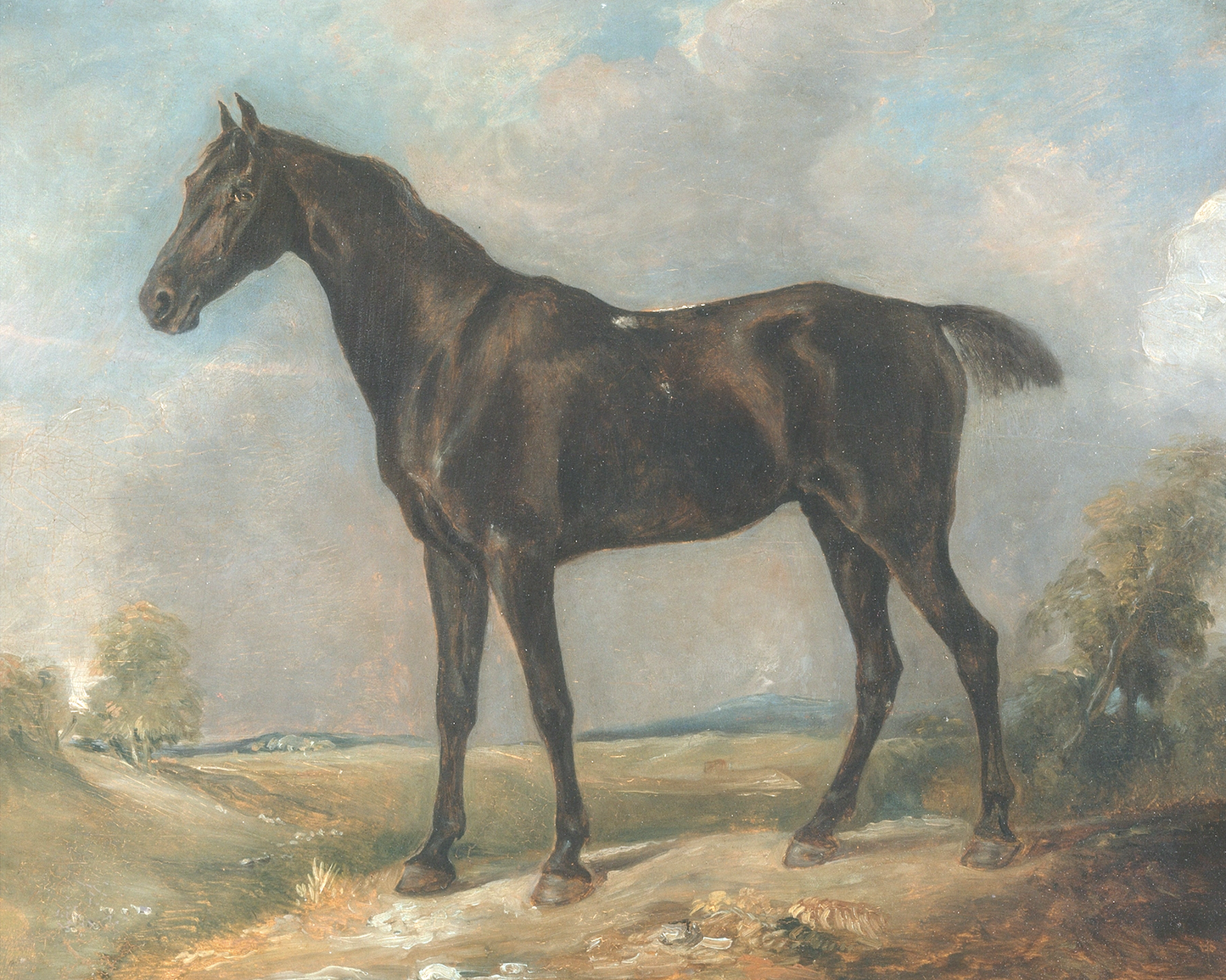 Antique Black Riding Horse Print