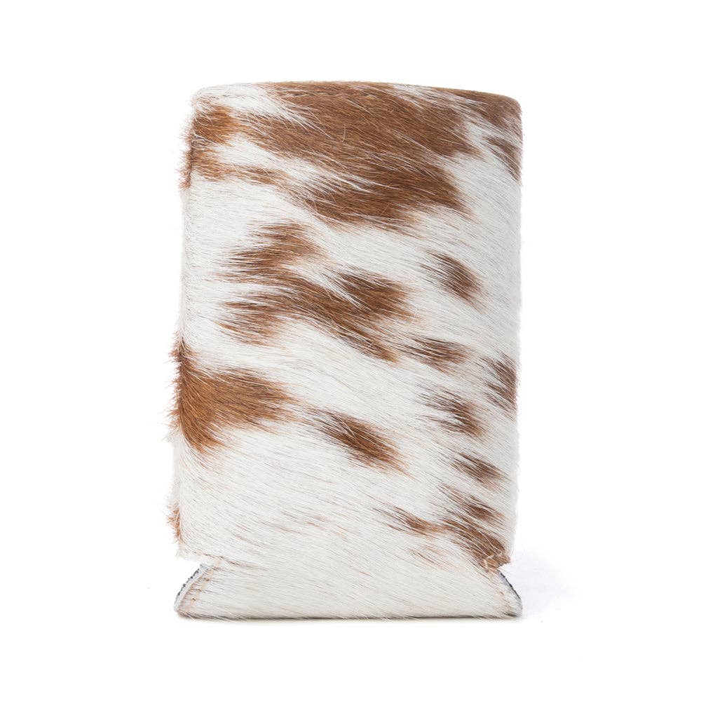 Birch Valley Hairon Leather Beer Can Holder in Toffee Cream: Toffee Cream