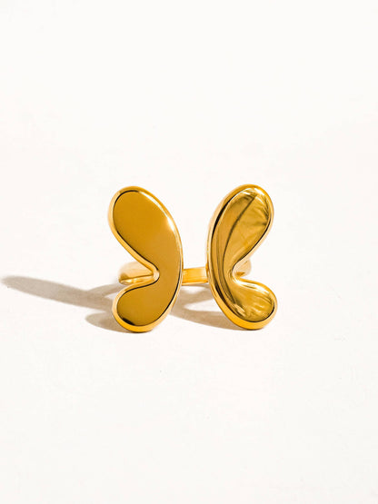 Indie 18K Gold Non-Tarnish Butterfly Ring: Yellow Gold
