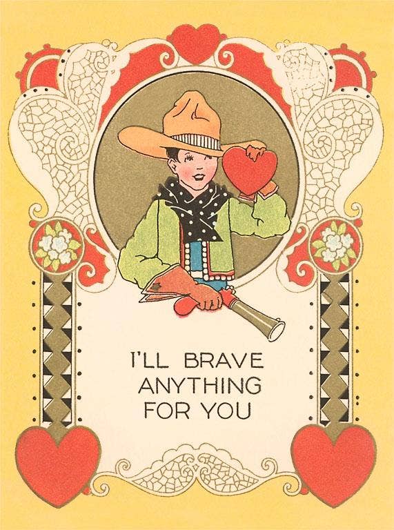 Greeting Card LS-119 Vintage Valentine with Little Cowboy