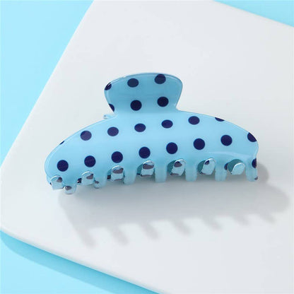 Retro Polka Dot Hair Claw - Glossy Spotted French | 40H1099: Off White