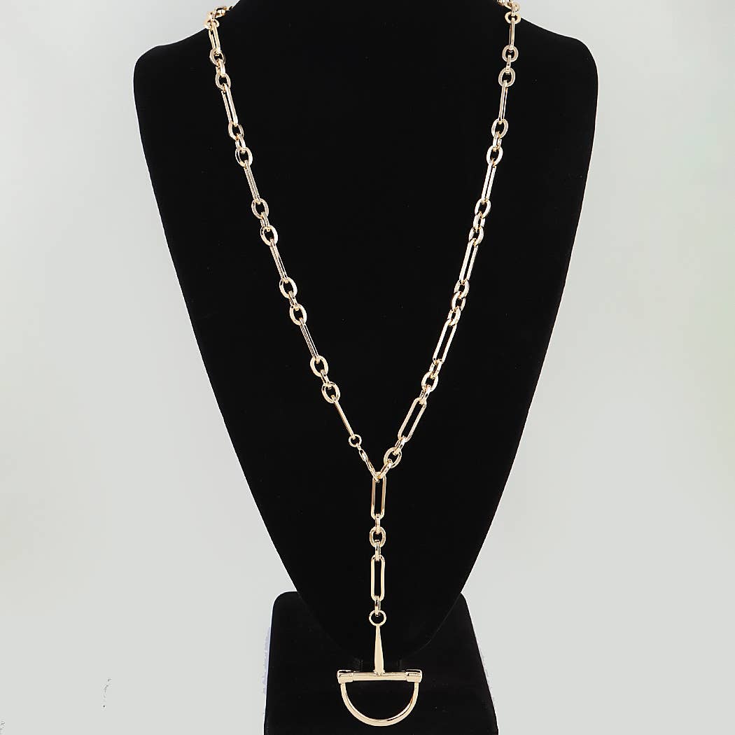 Helena Mixed-Link Equestrian Pendant Necklace: Silver