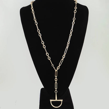 Helena Mixed-Link Equestrian Pendant Necklace: Silver