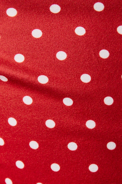 Luci Off Shoulder Top with Side Ruch: Red-White Polka Dot