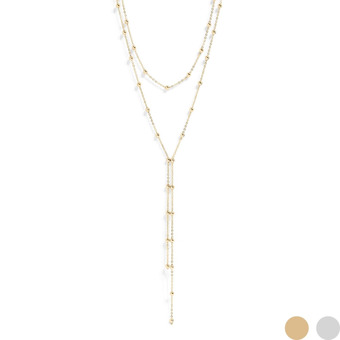 Elarque Satellite Layered Lariat Necklace: Gold