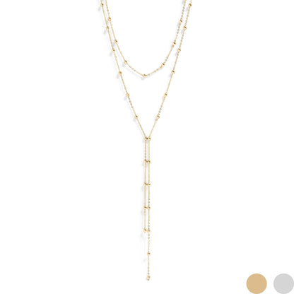 Elarque Satellite Layered Lariat Necklace: Gold
