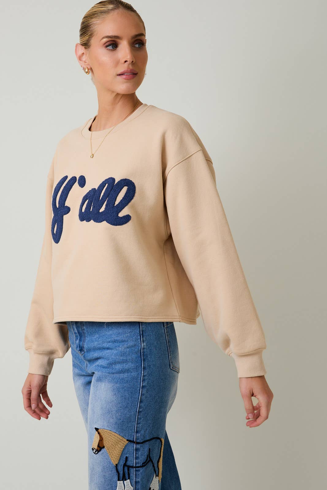 “Y’ALL” Crew Neck Flocked Sweatshirt