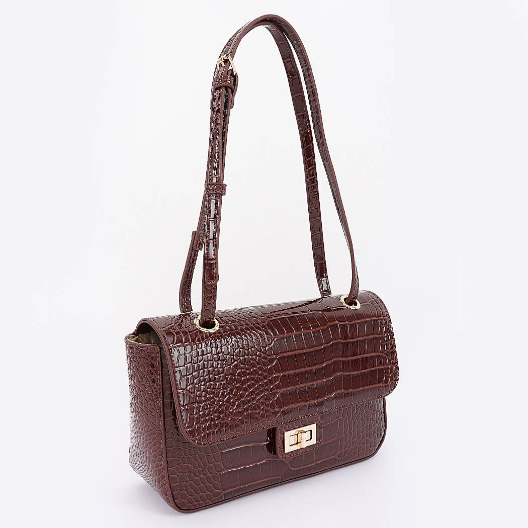 Croc Patent Leather Flap Bag: CF