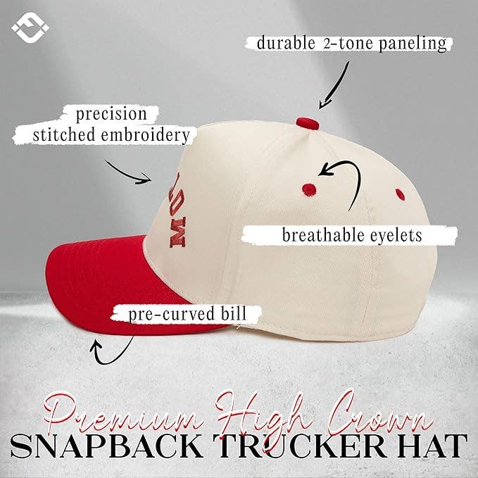 Two Tone Cap - Mother (Upside Down) - Red/Beige