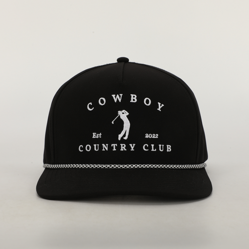 Cowboy Country Club Golfer Roped Hat: Black