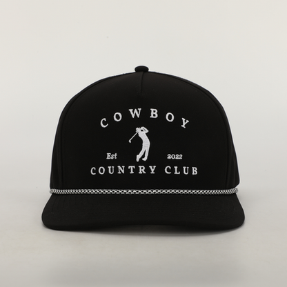 Cowboy Country Club Golfer Roped Hat: Black
