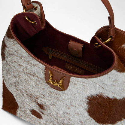 Loyal West Large Purse - In Brown & White Cowhide & Calfskin: Single