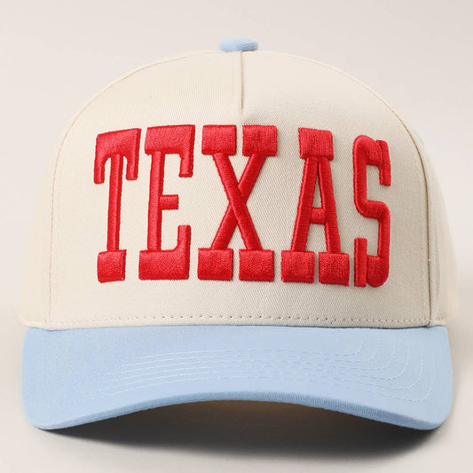 TEXAS 3D Letter Embroidered Two-Tone Trucker Hat : SKY BLUE