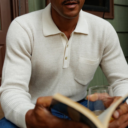 Long Sleeve Bungalow Sweater Polo: OAT