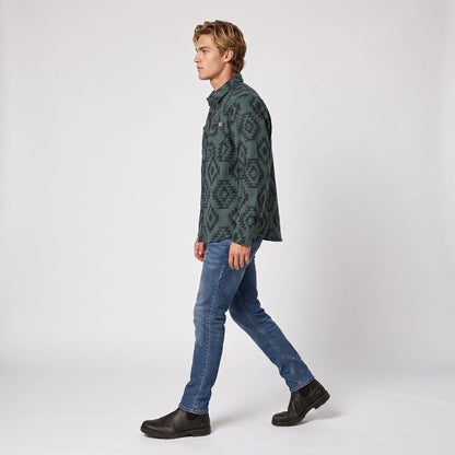 Men's Shay Faux Wool Button Down Jacket: Lead Aztec Diamond