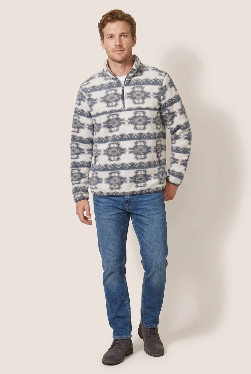 Pumice Stone Kismet Subzero Heavy Printed Fleece 1/4 ZIp Pullover