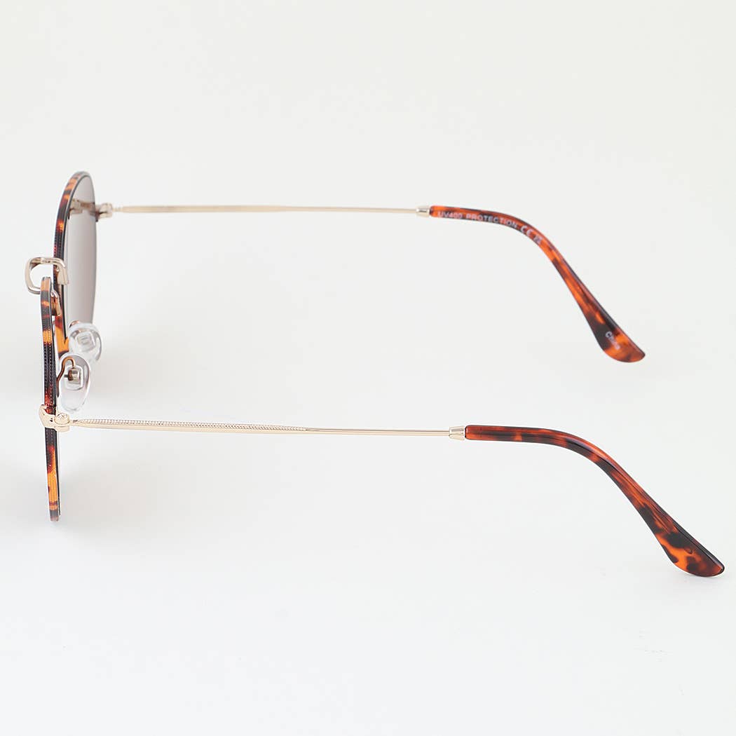 Ribbed Tortoise Box Tinted Sunglasses: MIX