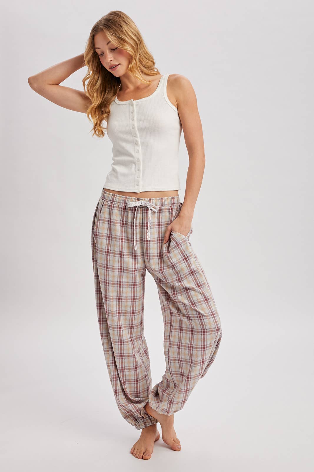 Greer Button Down Pointelle Tank Top: Ivory