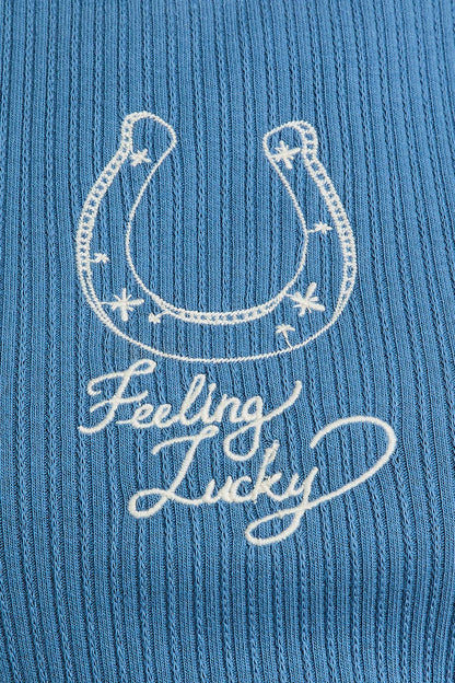 Feeling Lucky Embroidered Tank Top