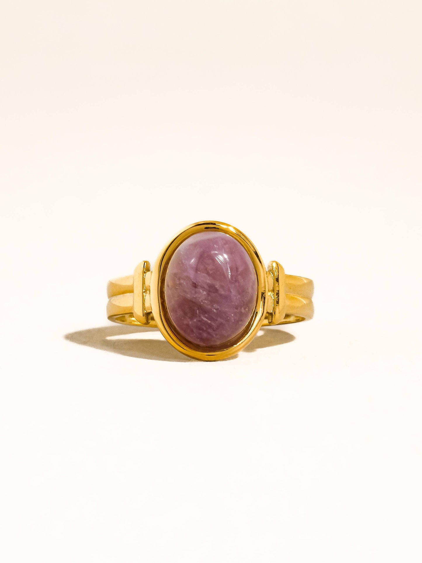 Jett 18K Gold Non-Tarnish Pink Stone Adjustable Ring: Purple