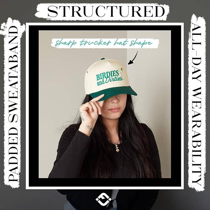 2 Tone Cap: Birdies And Dirties - Green/Beige