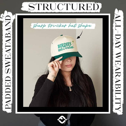 2 Tone Cap: Birdies And Dirties - Green/Beige