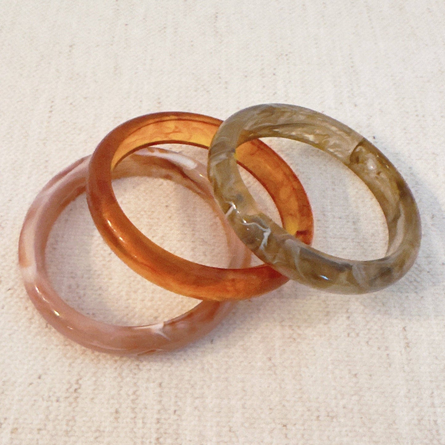 Natural Tones Bold Resin Bangle Set Of 3: Sunset