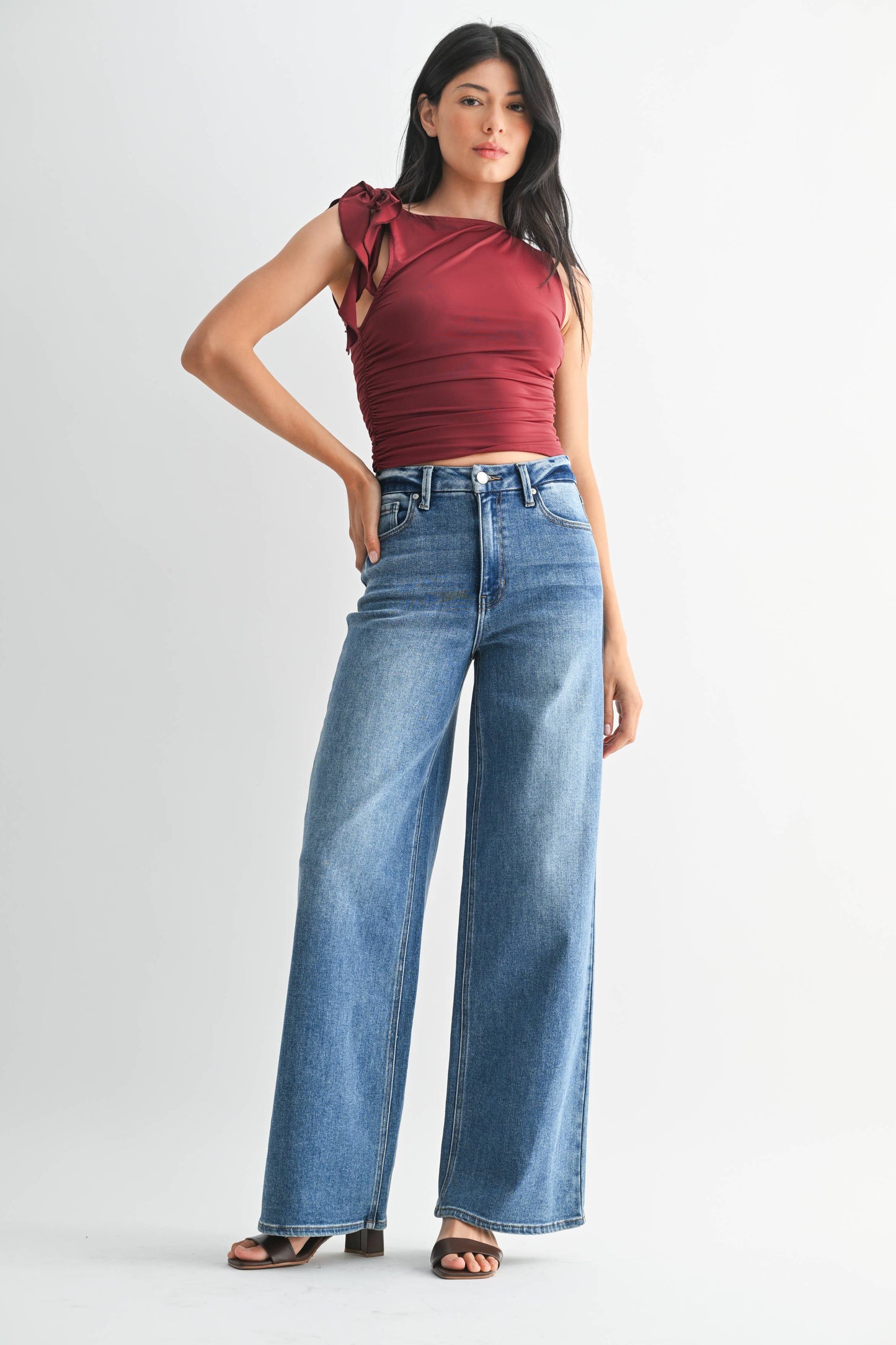 DP689 - MED - HR Palazzo Wide Leg Jeans