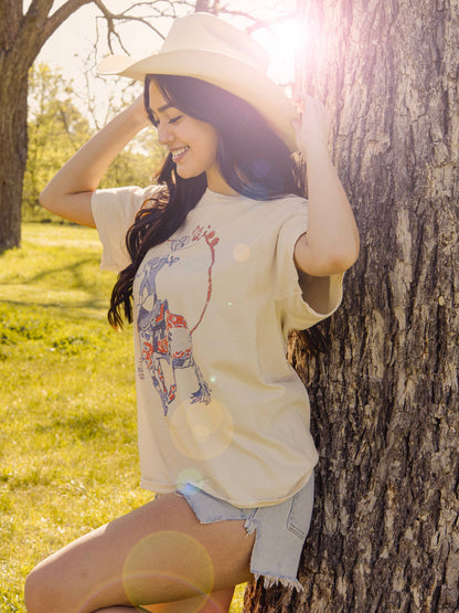Yippee Off White Thrifted Graphic Tee: M