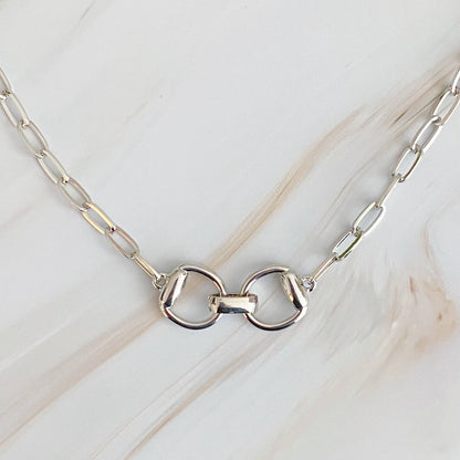 Equestrian Pendant Chain Necklace: Silver