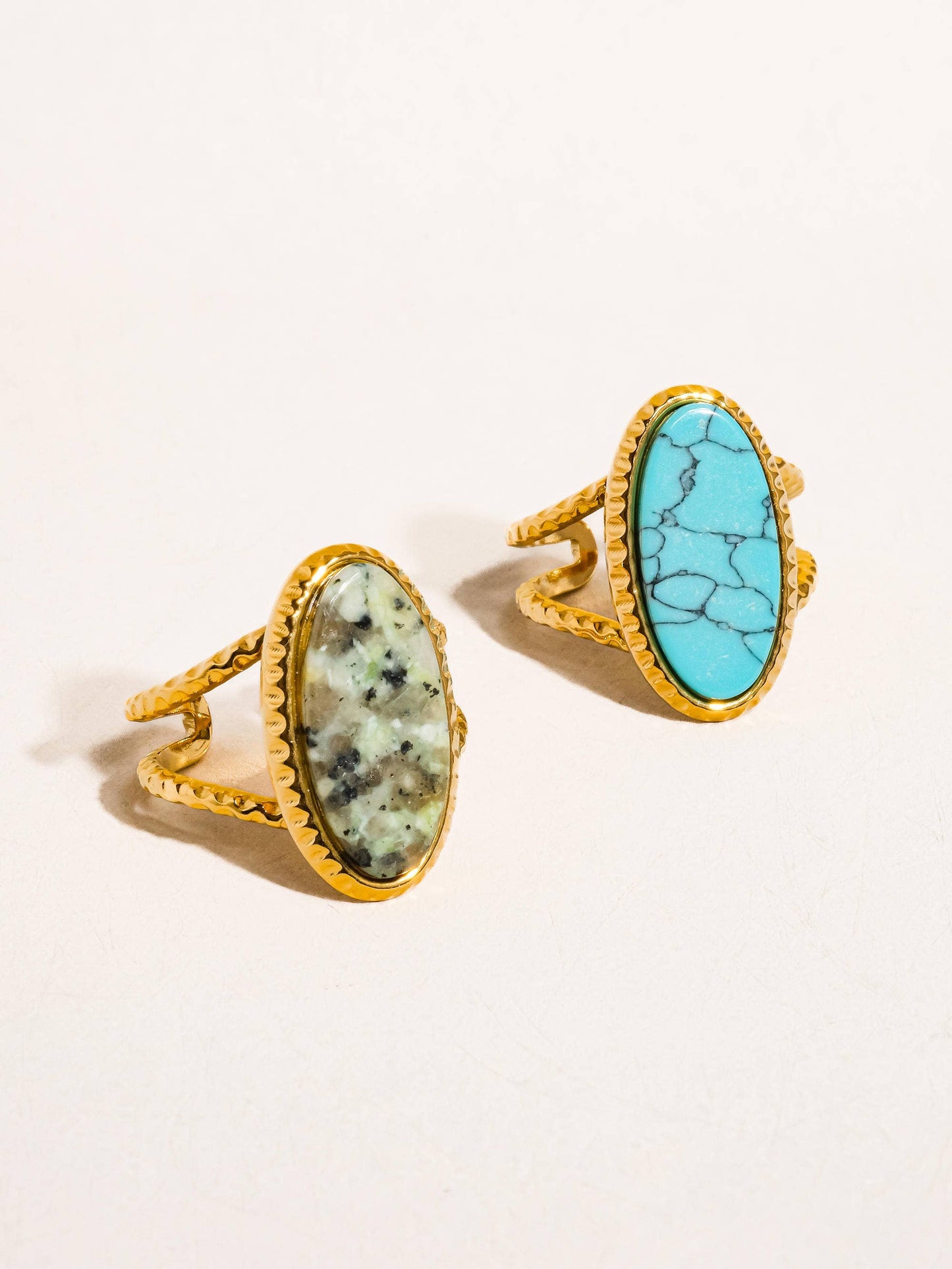 Ashwin 18K Gold Non-Tarnish Natural Stone Ring: Green