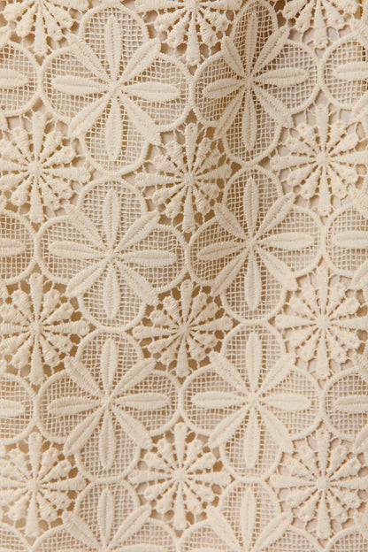 Blythe Sleeveless Drop Waist Lace Dress: Cream