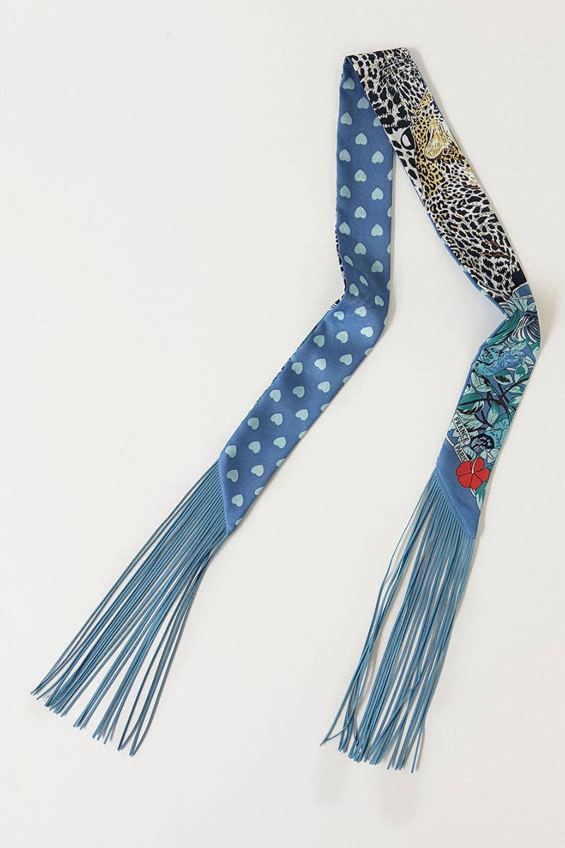 Printed Fringed Detail Scarf: 1 / One Size