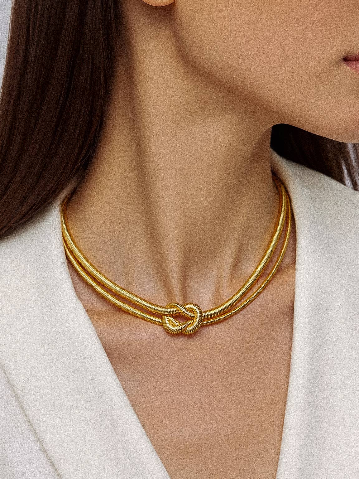 Evereign 18K Gold Non-Tarnish Knot Necklace: Yellow Gold