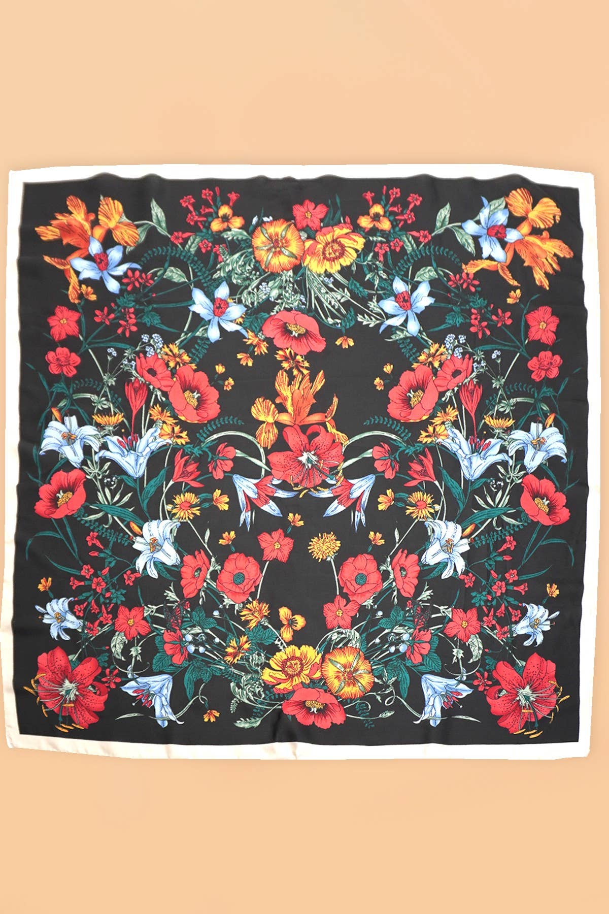 LARGE FLORAL PRINT BANDANA SCARF | 40SC651: OFF WHITE